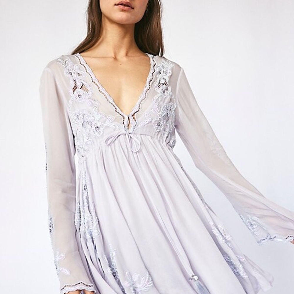 Free People Lavender Embroidered Dress